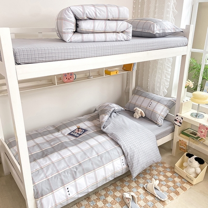 91家纺网 家纺一手货源 找家纺 好眠好梦家纺 2024新款学生宿舍全棉三件套 闲趣-灰