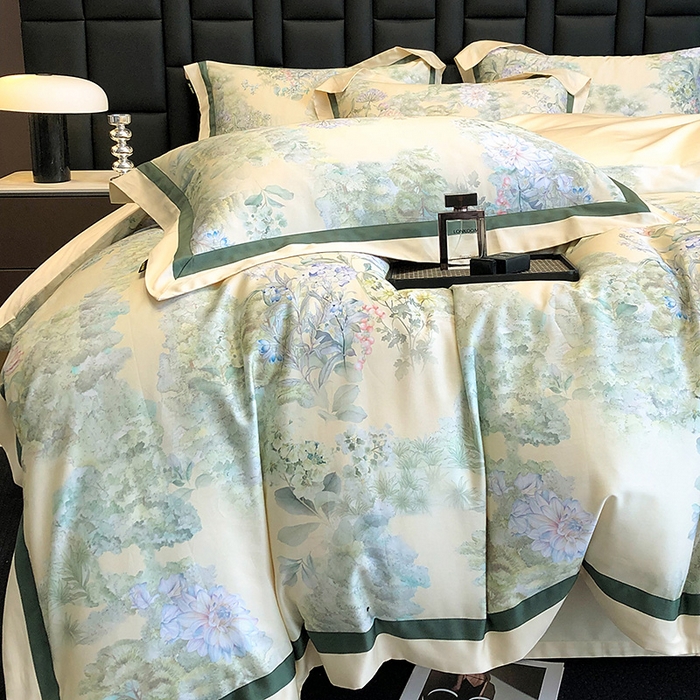 91家纺网 家纺一手货源 找家纺 东方名伶 2024新款50S全棉数码印花长绒棉四件套 暮云