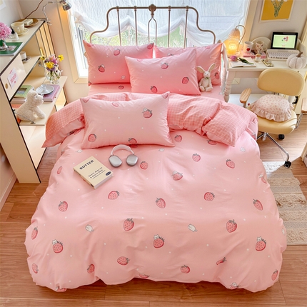 91家纺网 家纺一手货源 找家纺 名兮 2024新款全棉亲肤印花四件套 少女梦