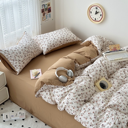 91家纺网 家纺一手货源 找家纺 希丞家居 2024新款小清新高克重提花水洗棉四件套（提供买家秀） 复古花影