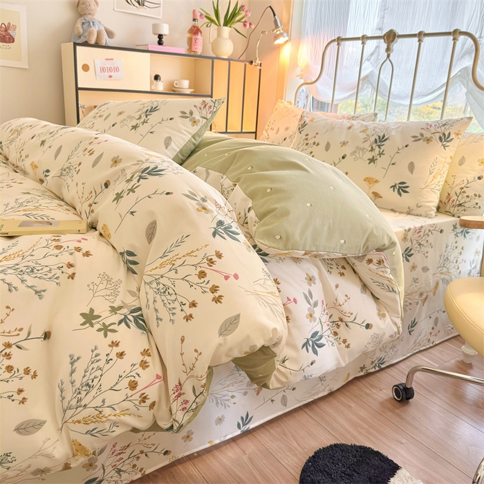 91家纺网 家纺一手货源 找家纺 名兮 2024新款全棉亲肤印花四件套 东篱