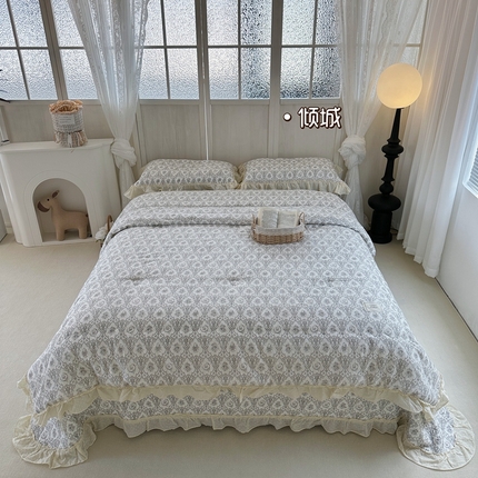 91家纺网 家纺一手货源 找家纺 （总）佰织鑫家居（会员-5元） 2024春秋新款韩系小熊全棉高温砂洗棉花床盖款春秋被四件套