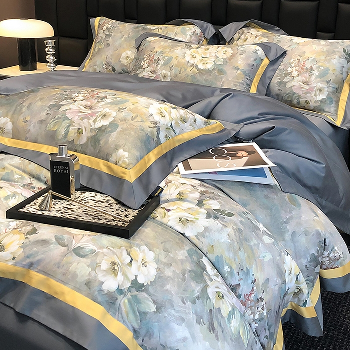 91家纺网 家纺一手货源 找家纺 东方名伶 2024新款50S全棉数码印花长绒棉四件套 花海