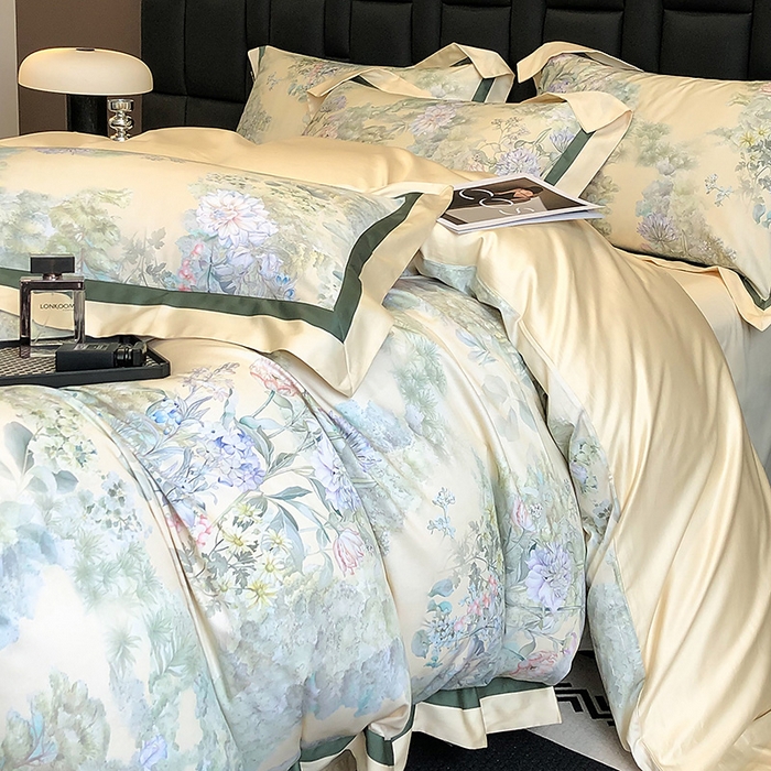 91家纺网 家纺一手货源 找家纺 东方名伶 2024新款50S全棉数码印花长绒棉四件套 暮云