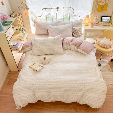 91家纺网 家纺一手货源 找家纺 名兮 2024新款全棉亲肤印花四件套 樱桃花