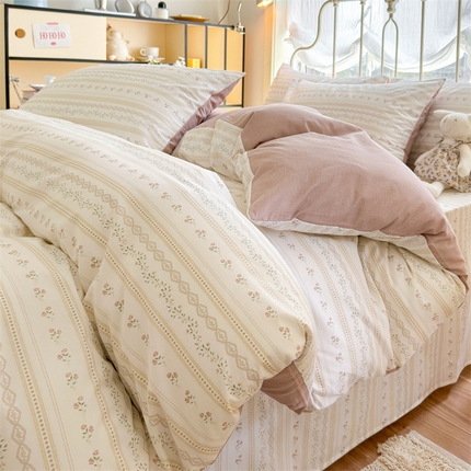 名兮 2024新款全棉亲肤印花四件套 樱桃花