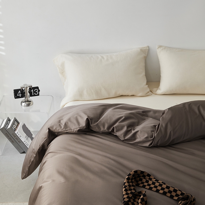 91家纺网 家纺一手货源 找家纺 安莱生活 2024新款100s全棉贡缎单被套 咖啡