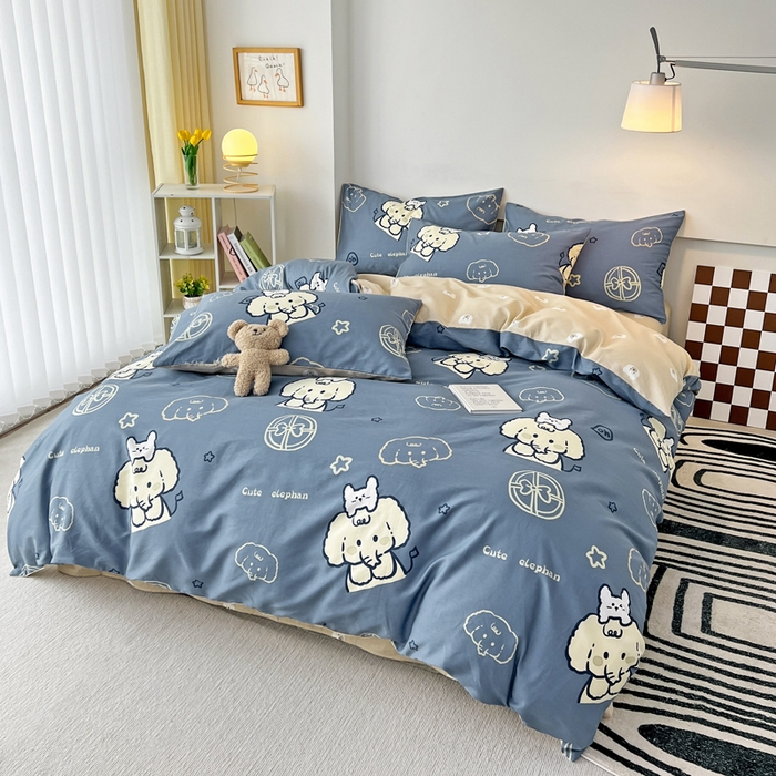 91家纺网 家纺一手货源 找家纺 西引力 2024新款全棉印花单被套 可爱小象