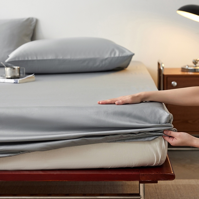 91家纺网 家纺一手货源 找家纺 安莱生活 2024新款100s全棉贡缎单床笠 红灰