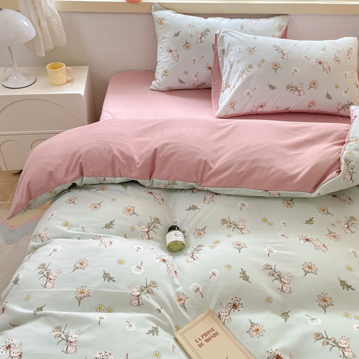 91家纺网 家纺一手货源 找家纺 玉海棠 2024新款AB版软糯针织棉印花四件套 彼得兔-