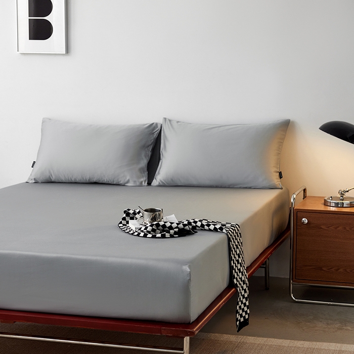 91家纺网 家纺一手货源 找家纺 安莱生活 2024新款100s全棉贡缎单床笠 红灰