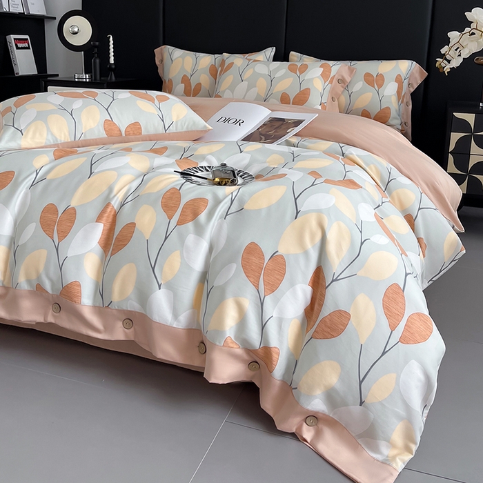 91家纺网 家纺一手货源 找家纺 艾迪尚家纺 2025新款柔丝茸磨毛印花纽扣款单被套 春之语