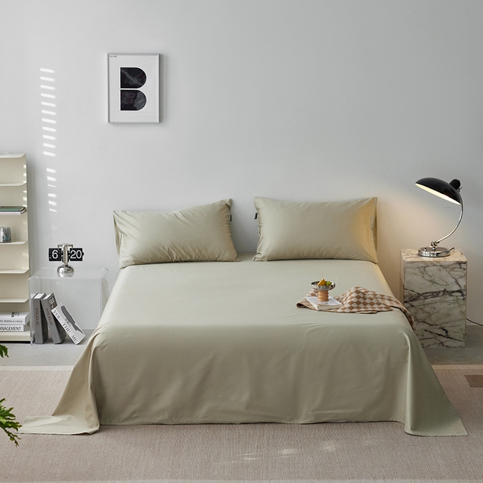 91家纺网 家纺一手货源 找家纺 安莱生活 2024新款100s全棉贡缎单床单 草绿