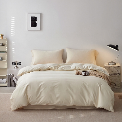 91家纺网 家纺一手货源 找家纺 安莱生活 2024新款100s全棉贡缎单被套 月光白