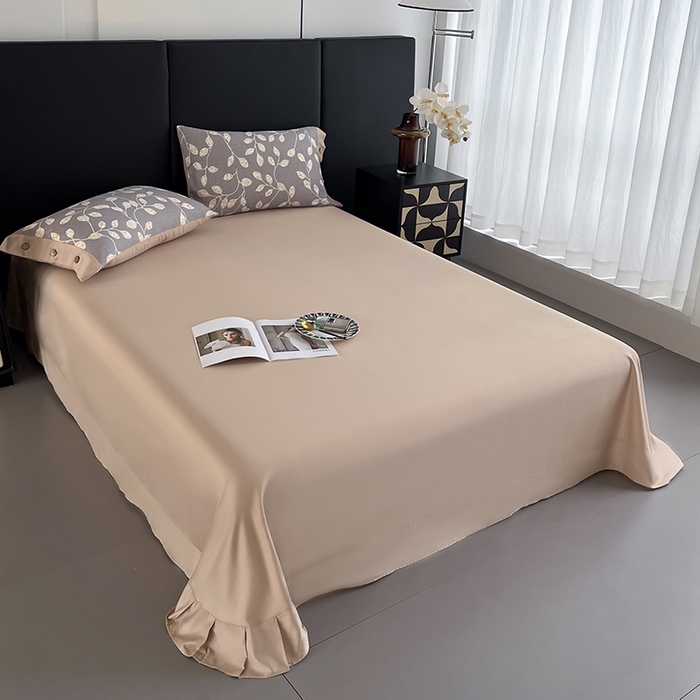 91家纺网 家纺一手货源 找家纺 艾迪尚家纺 2025新款柔丝茸磨毛印花纽扣款单床单 碧秋