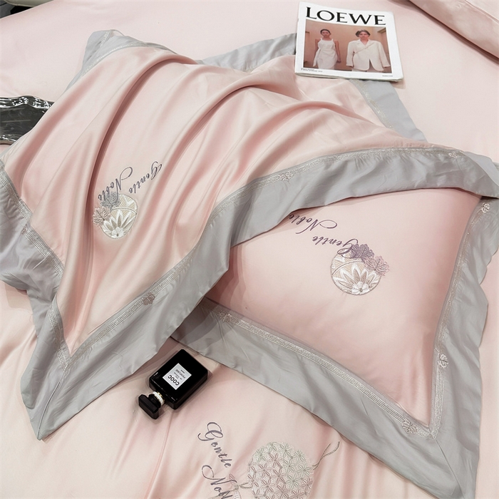 91家纺网 家纺一手货源 找家纺 美娘阁2025新款双股长绒棉居家款四件套 凯瑟琳-丹妮粉