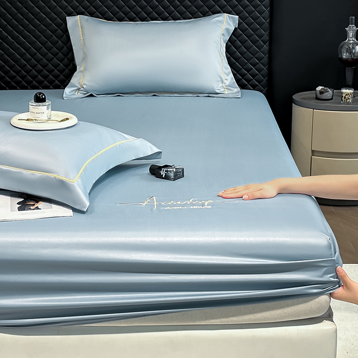 91家纺网 家纺一手货源 找家纺 露梦家纺 2025新款A类水洗原棉刺绣款床笠-星辰系列（提供买家秀） 星辰-海青