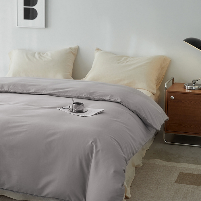 91家纺网 家纺一手货源 找家纺 安莱生活 2024新款100s全棉贡缎单被套 银灰