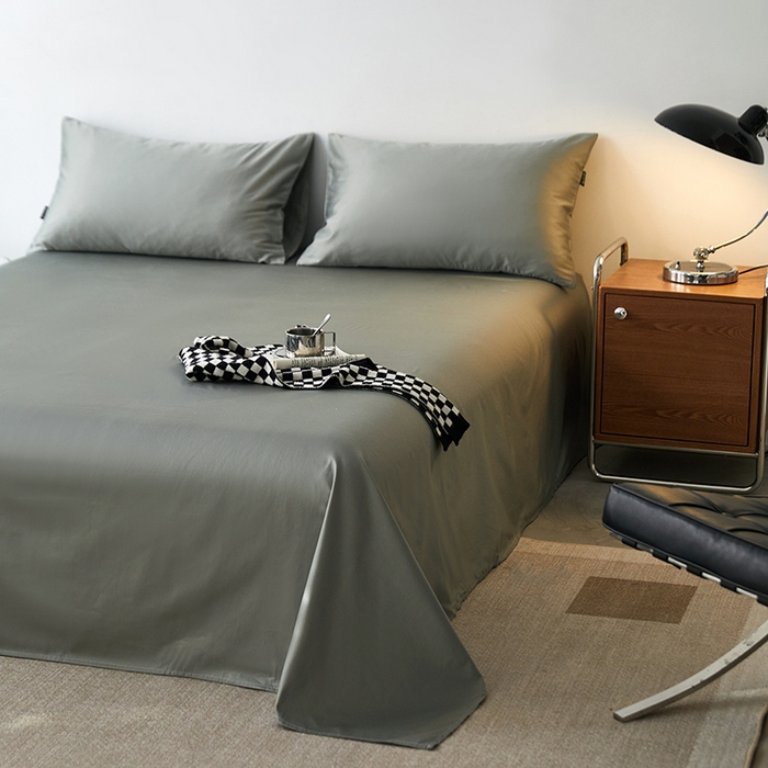 91家纺网 家纺一手货源 找家纺 安莱生活 2024新款100s全棉贡缎单床单 水绿