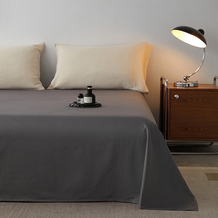 91家纺网 家纺一手货源 找家纺 安莱生活 2024新款100s全棉贡缎单床单 帝都灰