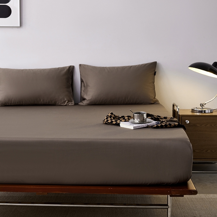 91家纺网 家纺一手货源 找家纺 安莱生活 2024新款100s全棉贡缎单床笠 咖啡