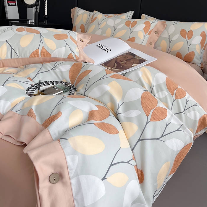 91家纺网 家纺一手货源 找家纺 艾迪尚家纺 2025新款柔丝茸磨毛印花纽扣款四件套 春之语