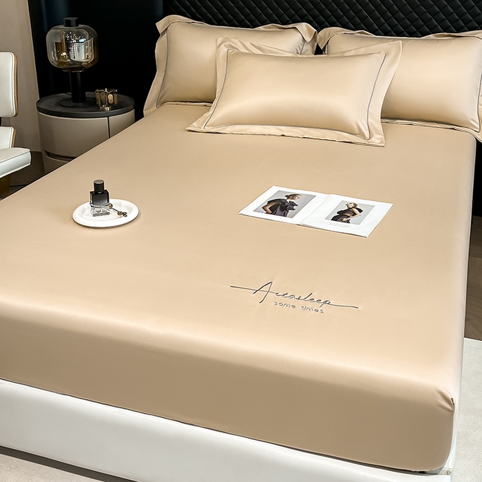 91家纺网 家纺一手货源 找家纺 露梦家纺 2025新款A类水洗原棉刺绣款床笠-星辰系列（提供买家秀） 星辰-香槟色