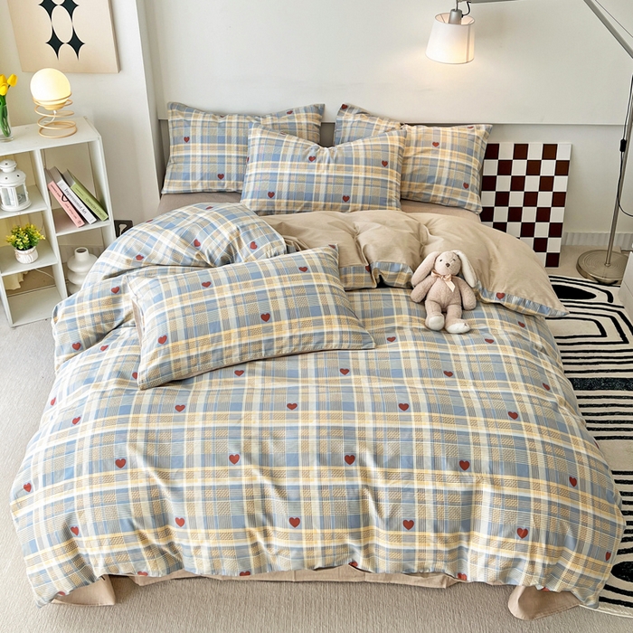 91家纺网 家纺一手货源 找家纺 西引力 2024新款全棉印花单被套 律动蓝