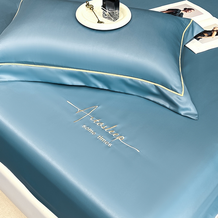 91家纺网 家纺一手货源 找家纺 露梦家纺 2025新款A类水洗原棉刺绣款床笠-星辰系列（提供买家秀） 星辰-冰蓝