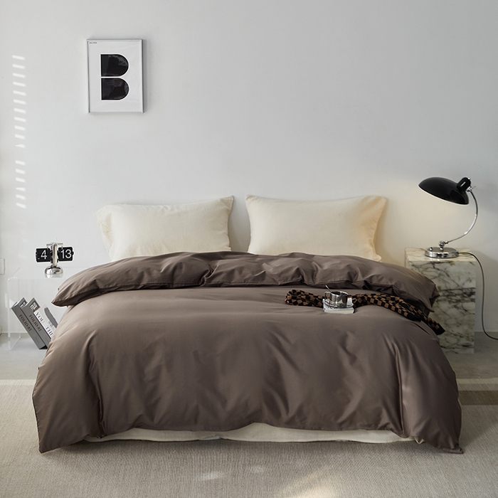 91家纺网 家纺一手货源 找家纺 安莱生活 2024新款100s全棉贡缎单被套 咖啡