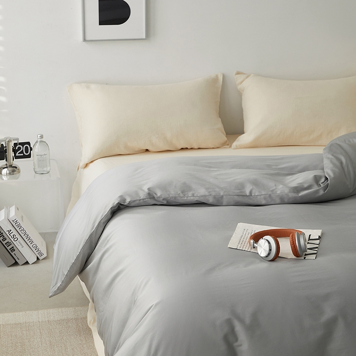 91家纺网 家纺一手货源 找家纺 安莱生活 2024新款100s全棉贡缎单被套 红灰