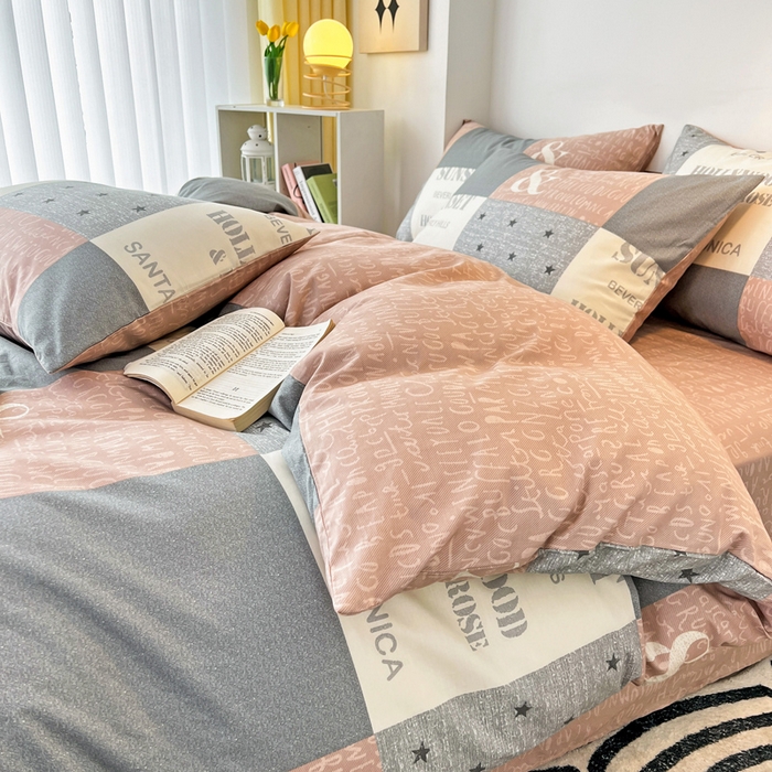 91家纺网 家纺一手货源 找家纺 西引力 2024新款全棉印花单被套 英伦字母