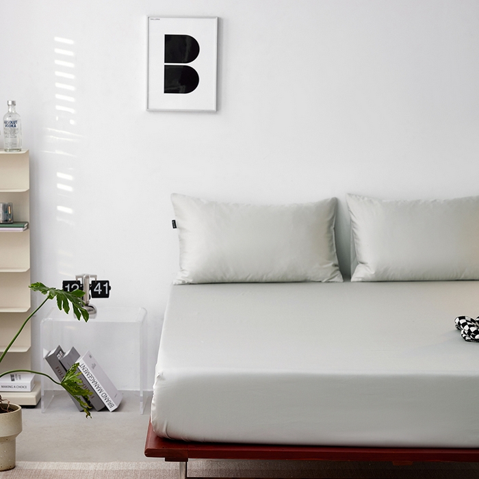 91家纺网 家纺一手货源 找家纺 安莱生活 2024新款100s全棉贡缎单床笠 高级灰