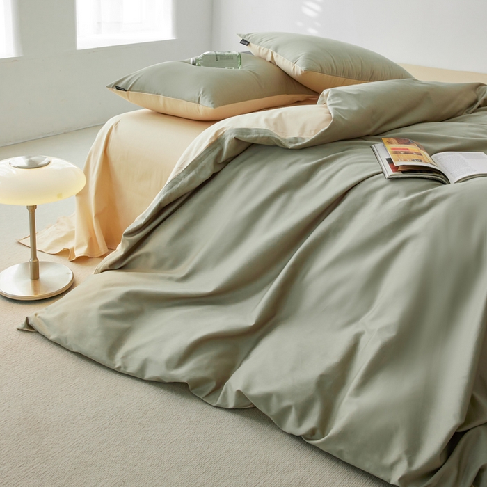 91家纺网 家纺一手货源 找家纺 安莱生活 2024新款100s全棉贡缎四件套 木果-棕灰