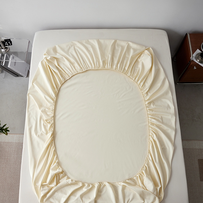 91家纺网 家纺一手货源 找家纺 安莱生活 2024新款100s全棉贡缎单床笠 月光白