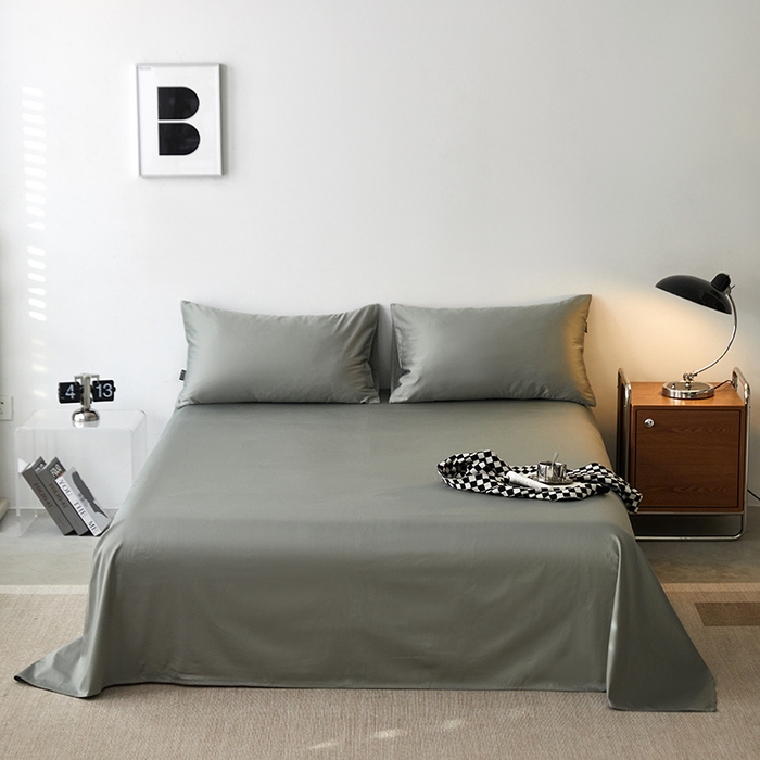 91家纺网 家纺一手货源 找家纺 安莱生活 2024新款100s全棉贡缎单床单 水绿