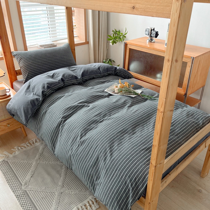 91家纺网 家纺一手货源 找家纺 吉象 2025新款水洗棉学生三件套 拿铁