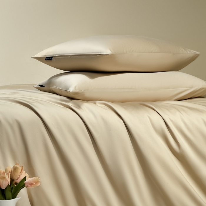 91家纺网 家纺一手货源 找家纺 安莱生活 2024新款100s全棉贡缎四件套 棕灰