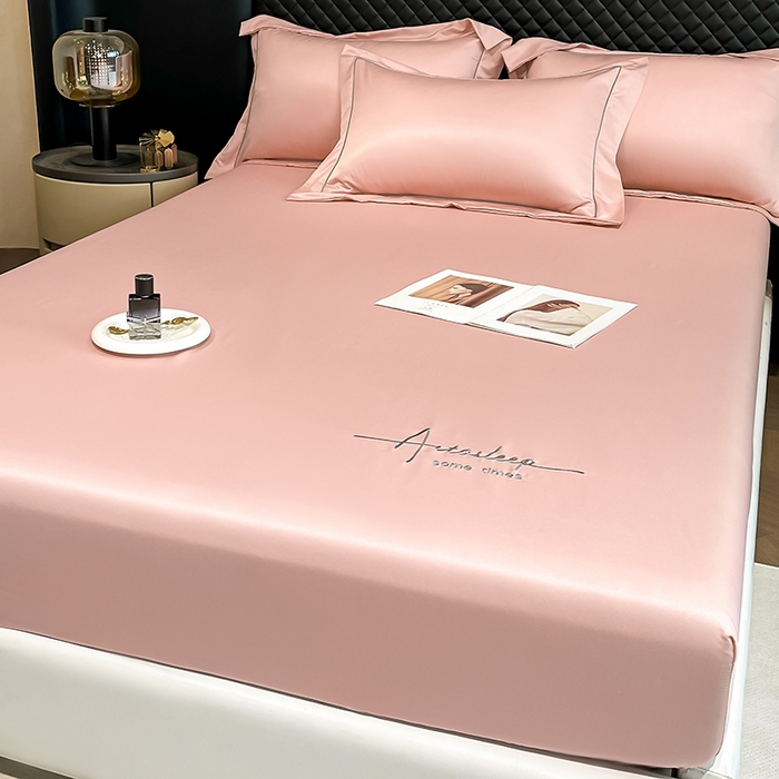 91家纺网 家纺一手货源 找家纺 露梦家纺 2025新款A类水洗原棉刺绣款床笠-星辰系列（提供买家秀） 星辰-玫瑰粉