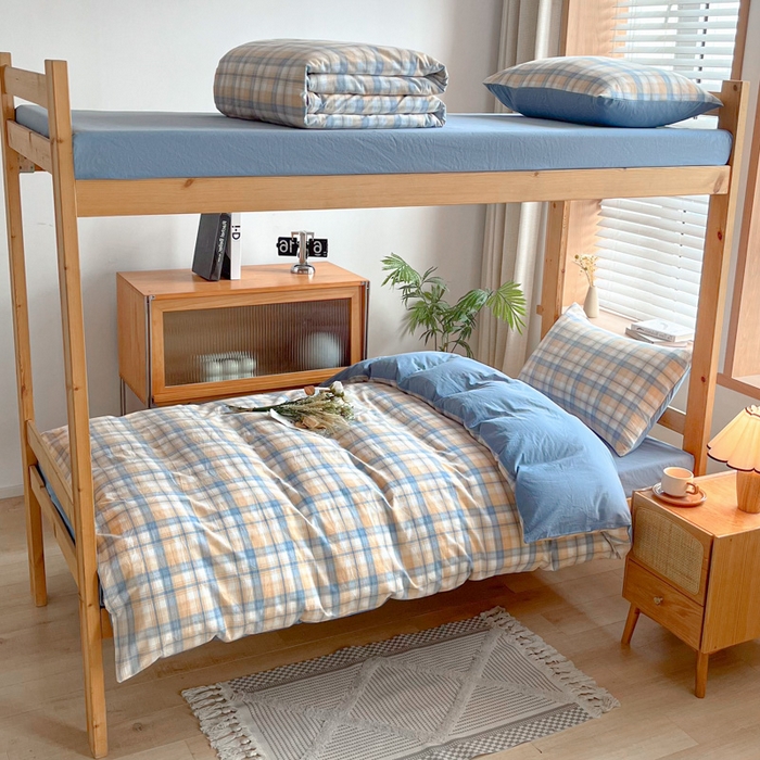 91家纺网 家纺一手货源 找家纺 吉象 2025新款水洗棉学生三件套 云端