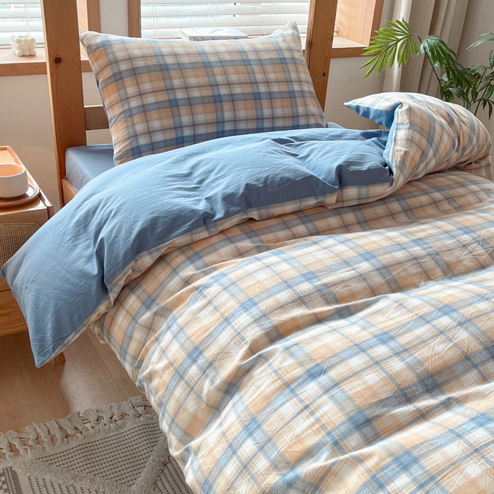 91家纺网 家纺一手货源 找家纺 吉象 2025新款水洗棉学生三件套 云端