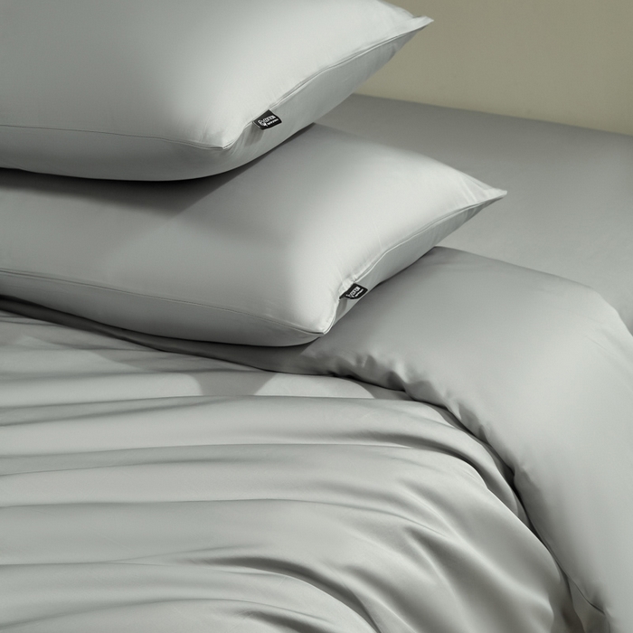 91家纺网 家纺一手货源 找家纺 安莱生活 2024新款100s全棉贡缎四件套 红灰