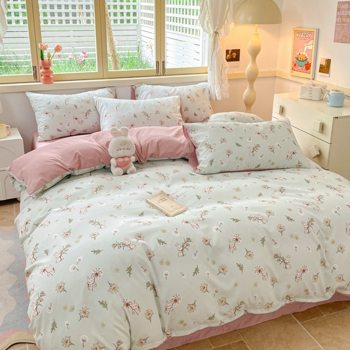 91家纺网 家纺一手货源 找家纺 玉海棠 2024新款AB版软糯针织棉印花四件套 彼得兔-