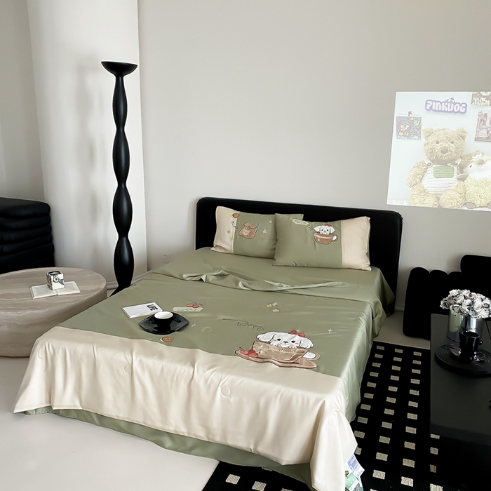 91家纺网 家纺一手货源 找家纺 优然居家纺 2024新款儿童天丝夏被系列 茶杯犬