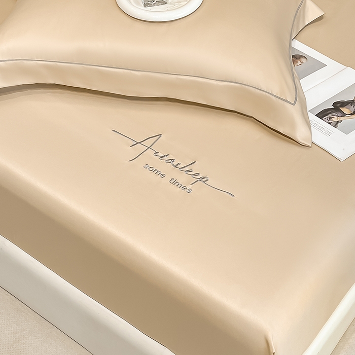 91家纺网 家纺一手货源 找家纺 露梦家纺 2025新款A类水洗原棉刺绣款床笠-星辰系列（提供买家秀） 星辰-香槟色