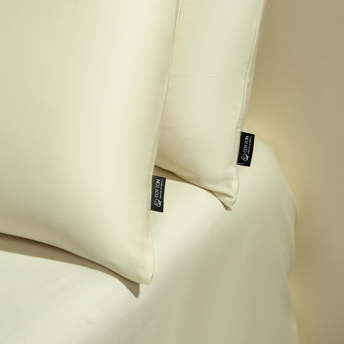 91家纺网 家纺一手货源 找家纺 安莱生活 2024新款100s全棉贡缎四件套 月光白