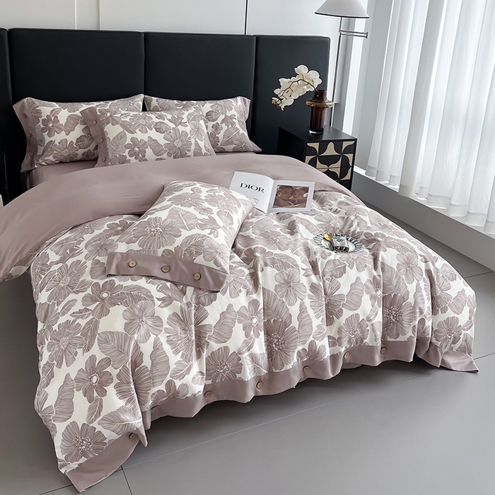 91家纺网 家纺一手货源 找家纺 艾迪尚家纺 2025新款柔丝茸磨毛印花纽扣款单被套 叶蓓