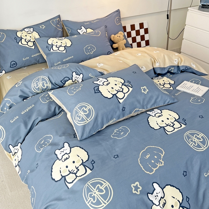 91家纺网 家纺一手货源 找家纺 西引力 2024新款全棉印花单被套 可爱小象