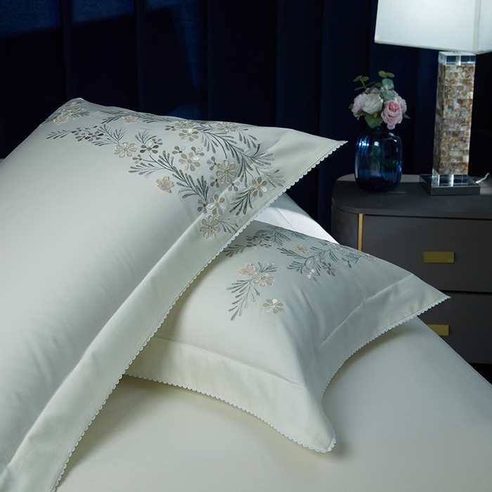 91家纺网 家纺一手货源 找家纺 美娘阁2025新款双股长绒棉居家款四件套 妍+米白