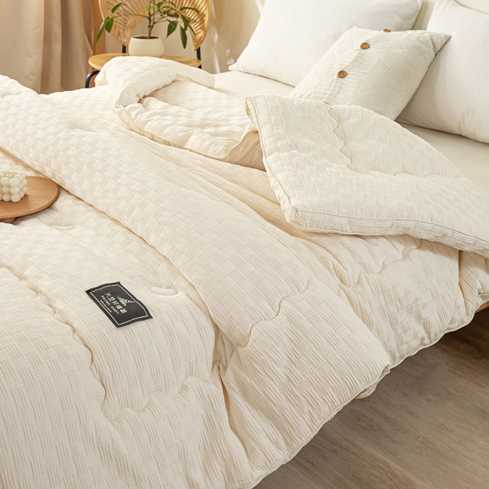 91家纺网 家纺一手货源 找家纺 （总）居易简 2025秋冬新款直播华夫格大豆被冬被立体包边订棉工艺水洗棉大豆被